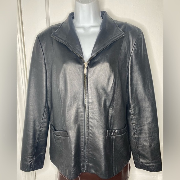 JLC New York L Black Leather Zipper Jacket with Pockets - Picture 2 of 11